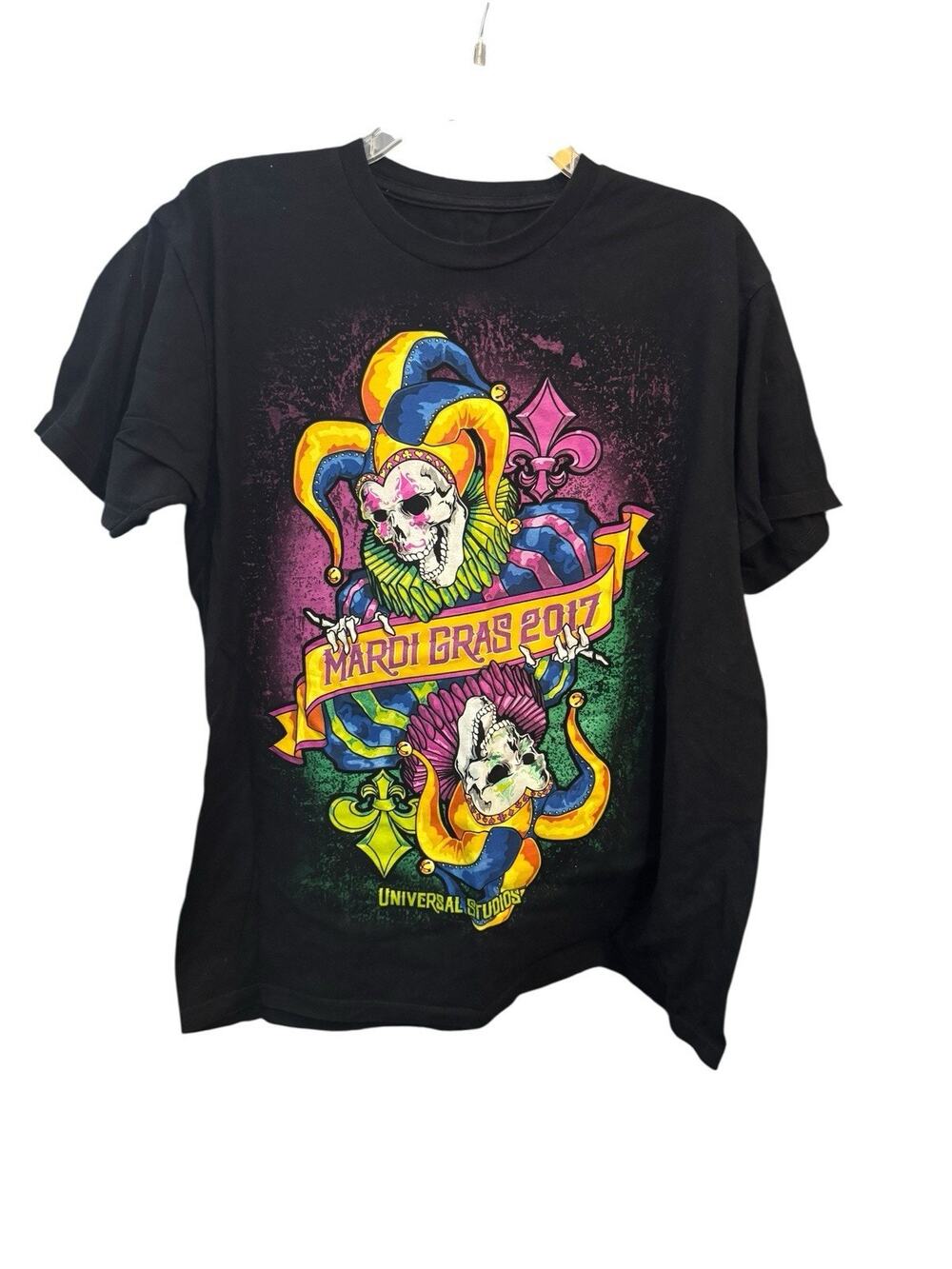 Universal Studios 2017 Mardi Gas Skeletons Joker Graphic T Shirt Large